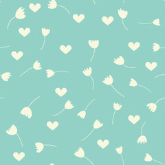 Vintage Decorative seamless pattern in classic style with small flowers, ditsy. Light silhouettes of flowers, two-color ornament shabby chic