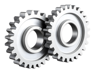  gears interlocking, smooth, silver