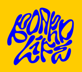 Born To Live. Unique, fluid typography, evoking an active lifestyle. The vibrant color palette combines bold blue with a bright yellow backdrop, creating an energetic mood.