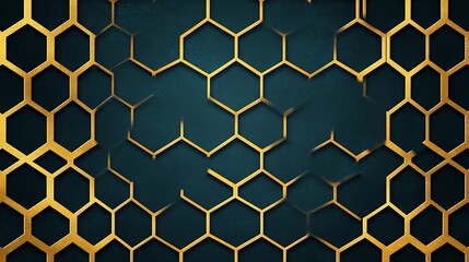 Gold honeycomb pattern on dark teal background
