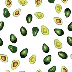 Seamless pattern of avocado fruits. fruit pattern, veganism, healthy food