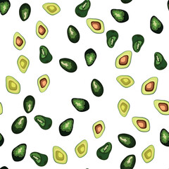 Seamless pattern of avocado fruits. fruit pattern, veganism, healthy food
