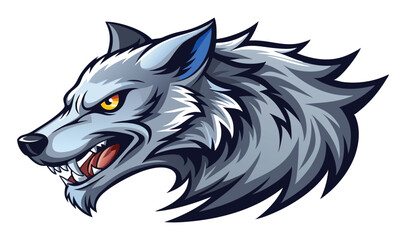 Fototapeta premium Aggressive gray wolf head mascot illustration