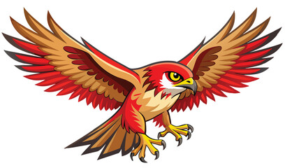 Obraz premium Fiery red falcon bird of prey in flight