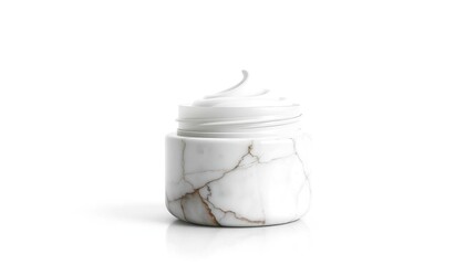 Marble Texture Beauty A Minimalist Cream Jar in Watercolor Style for Photorealistic Skincare.