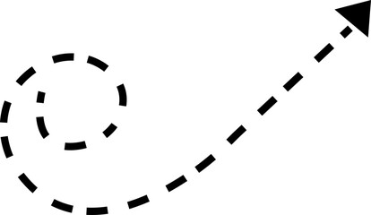 dot arrow icon. Hand drawn black dotted line doodle arrow, curve arrow vector. Sketch curved dashed arrows design isolated on transparent background. Direction shape for web and app.