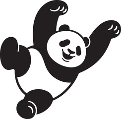 Panda joyful pose fun cartoon drawing, Playful panda dancing illustration