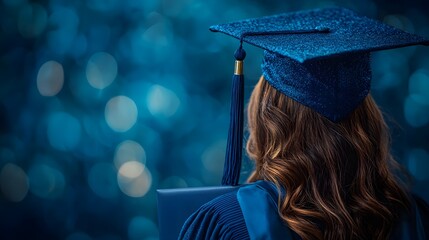 Inspiring Graduation Portrait with a Meticulous Cap and Ceremonial Diploma Set Against a Crisp Blue Backdrop for Educational Events