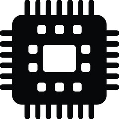 Processor chip icon vector illustration central processing unit cpu component technology microchip semiconductor