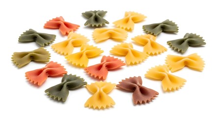 Colorful Farfalle Pasta Isolated on a White Background