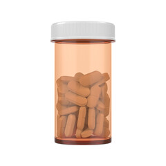 Yellow Pill Bottle isolated on transparent background	