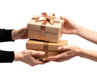 hands exchanging gifts, close-up