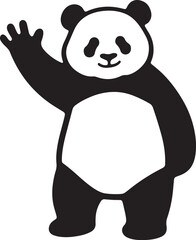 Happy panda waving friendly gesture, Panda illustration cute pose for kids