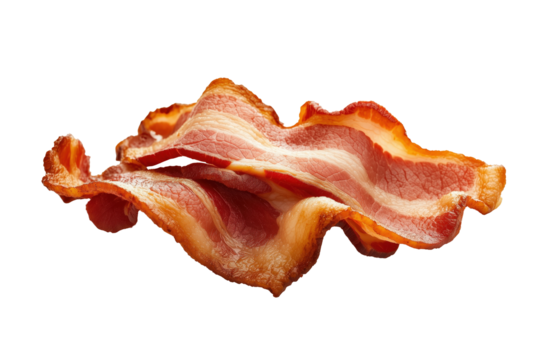 Crispy bacon strips kitchen food photography bright close-up delicious breakfast concept