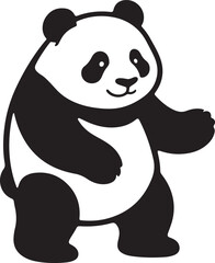 Cartoon panda black and white silhouette, Playful panda bold graphic design