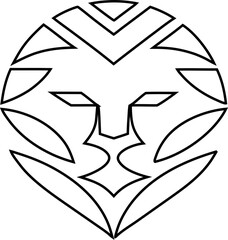 outline face logo of lion emblem in vector format, isolated on transparent background.