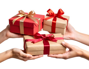 hands exchanging gifts, close-up.