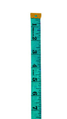 Png of a vibrant turquoise measuring tape with clear markings, ideal for construction or crafting...