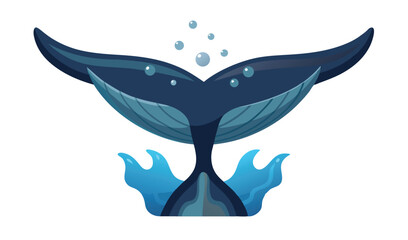 Whale tail ocean animal underwater design illustration