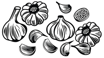 A vibrant seamless pattern illustration of hand-drawn vintage floral fruits and vegetables with leaves, perfect for a wallpaper design set or food decoration vector icon