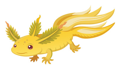Obraz premium Cute yellow axolotl illustration for children