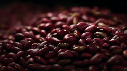 Red Kidney Bean Abundance: A close-up shot of a pile of shiny red kidney beans, evoking a sense of abundance, freshness, and the promise of a wholesome meal.