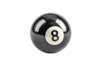 PNG Close-up of black eight ball with white number in focus
