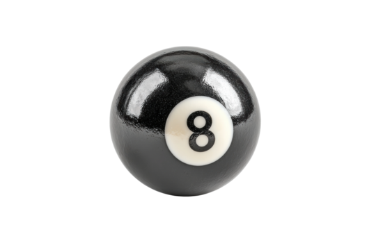 PNG Close-up of black eight ball with white number in focus