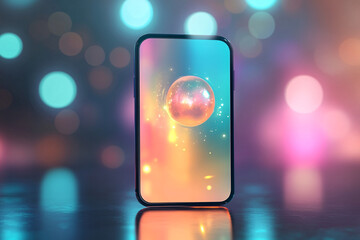 Mobile app background with orb and light
