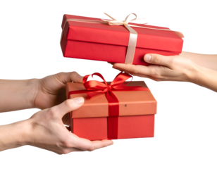 hands exchanging gifts, close-up.