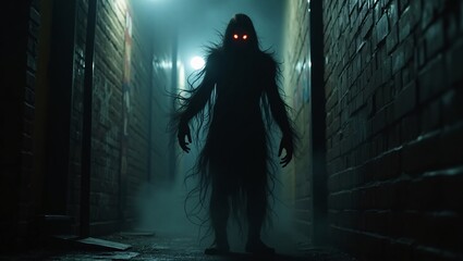 Dark Alley Creature Glowing Eyes