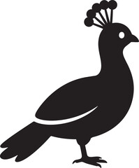 Stylized peacock black silhouette design, Elegant bird illustration simple form