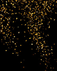 Gold confetti showers create a lively atmosphere