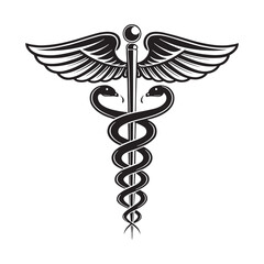 Caduceus Health Symbol Vector EPS – Medical Logo, Doctor Icon, Healthcare Emblem, Hospital Sign, Pharmacy Clipart, Snake Staff Illustration