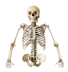 White skeleton, isolated on a transparent background PNG file.