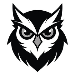 angry owl on a black background vector illustration.
