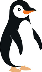 simple cute penguin outline vector outline shape, simple black and white penguin shape
