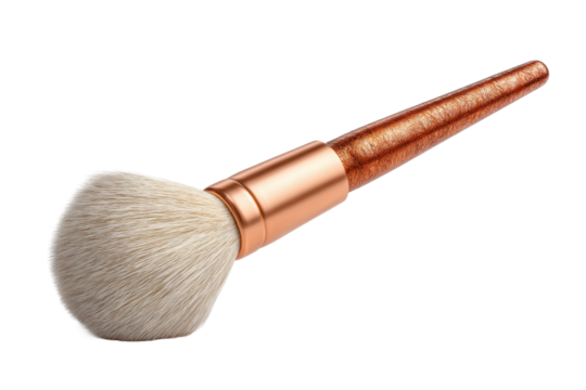 PNG Fluffy makeup brush with wooden handle for cosmetic application