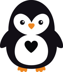 simple cute penguin outline vector outline shape, simple black and white penguin shape
