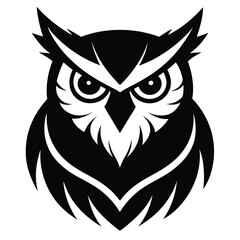 Owl bird silhouette editable EPS vector isolated illustration template on a white background
