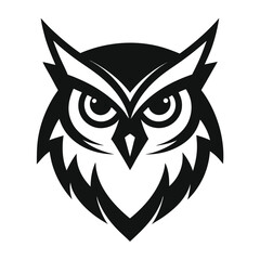 Owl bird silhouette editable EPS vector isolated illustration template on a white background
