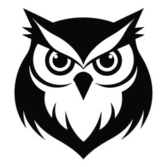 Owl bird silhouette editable EPS vector isolated illustration template on a white background
