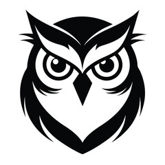 Owl bird silhouette editable EPS vector isolated illustration template on a white background
