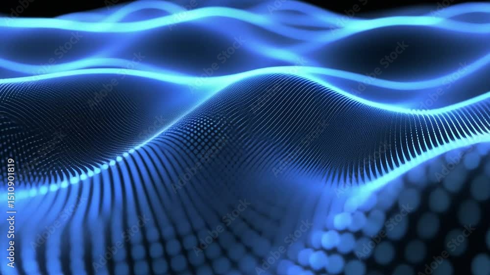 Poster mesmerizing abstract design of flowing blue waves smooth curves and intricate patterns of light evok