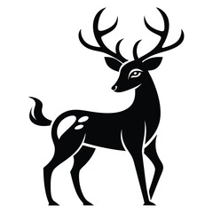 Stag silhouette, white isolated background transparent background
