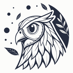 owl silhouette vector style with black and white background.
