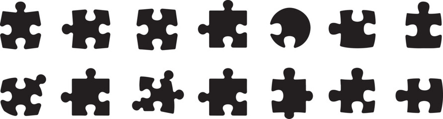 Fototapeta premium Puzzle Piece Illustration Set, Symbolizing Teamwork, Collaboration, and Connection