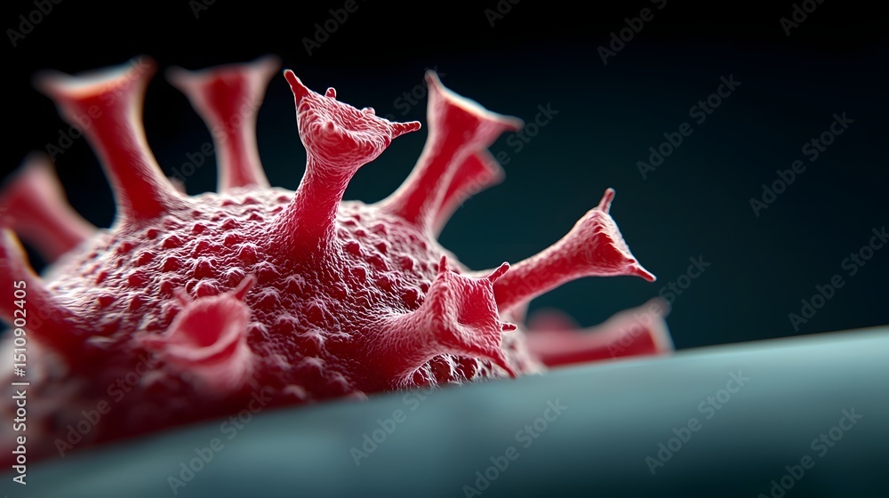 Poster highly detailed 3d rendering of a microscopic virus pathogen