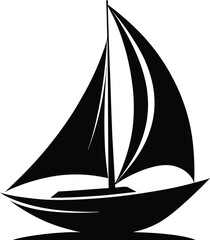  sailboat silhouette, full sail, nautical view