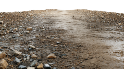 Rocky dirt road disappearing into the transparent background
